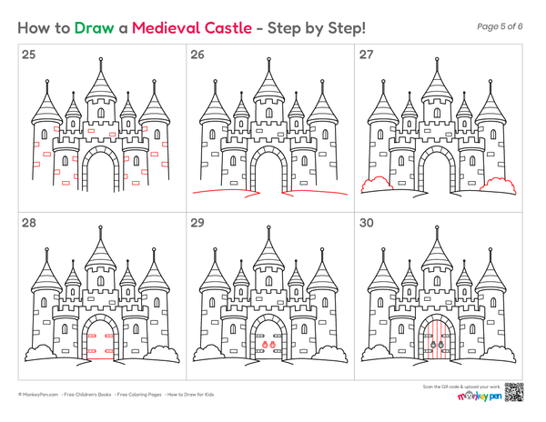 How to Draw a Medieval Castle – Easy Step-by-Step Castle Drawing for Kids