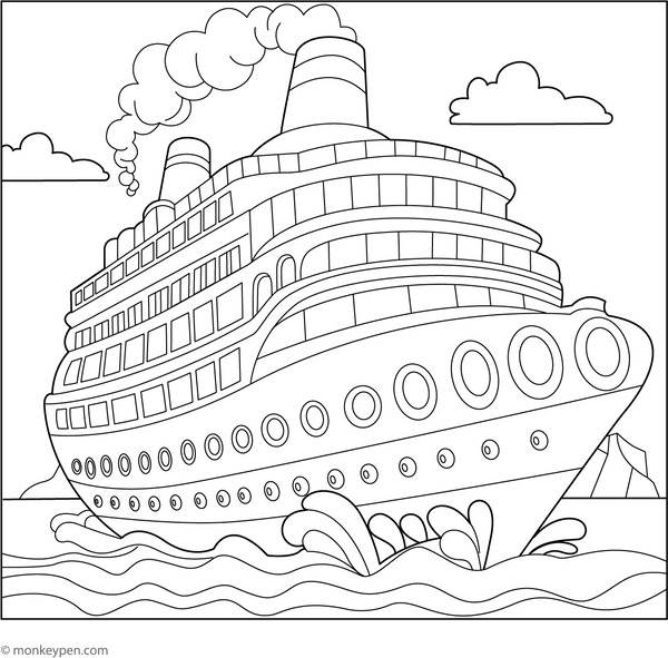Cruise Ship Coloring Page