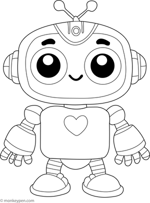 Cute Robot Coloring Page