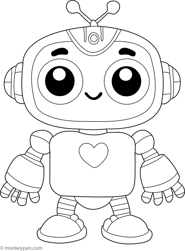 Cute Robot Coloring Page