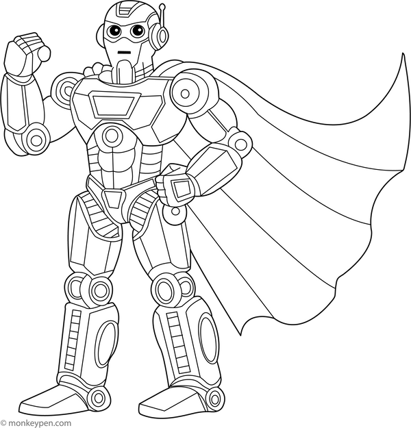 Superhero Robot | Free Coloring Page