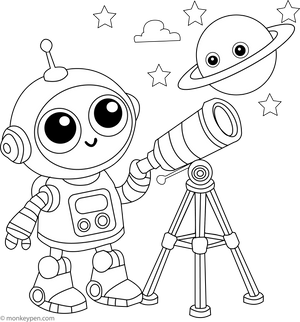 Robot-with-a-Telescope Coloring page