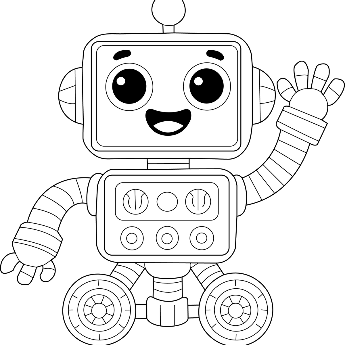 Happy Robot | Free Coloring Page for Kids