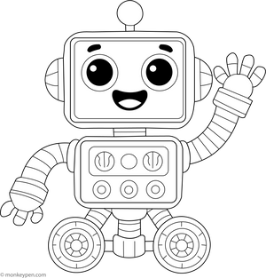 Happy Robot Coloring Page