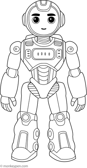 Printable Sci-fi Robot Coloring Image for Kids