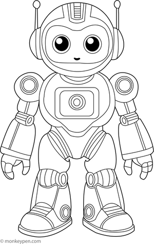 Free Printable Futuristic Robot Coloring Image