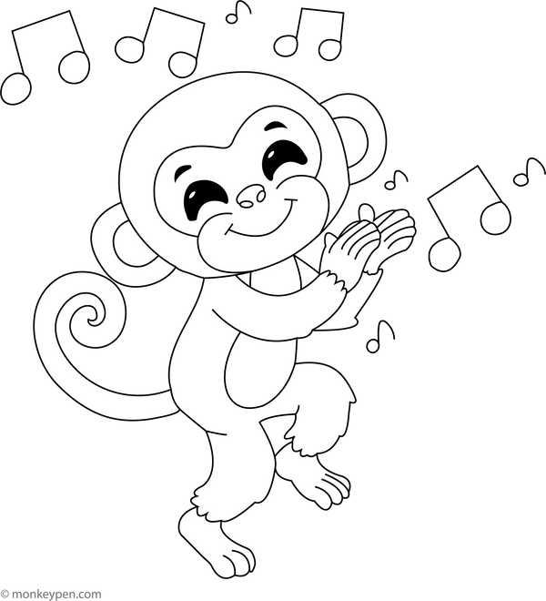 Dancing Monkey| Free Coloring Page
