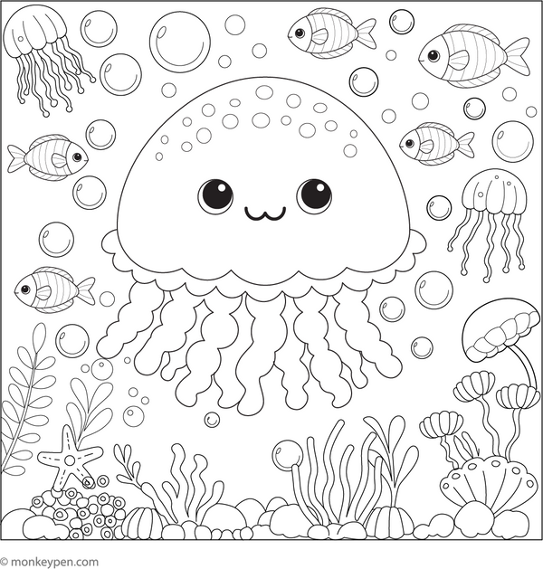 Baby Jellyfish Coloring Page