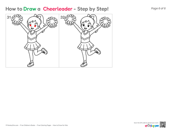 How to Draw a Cheerleader – Step-by-Step Character Drawing for Kids