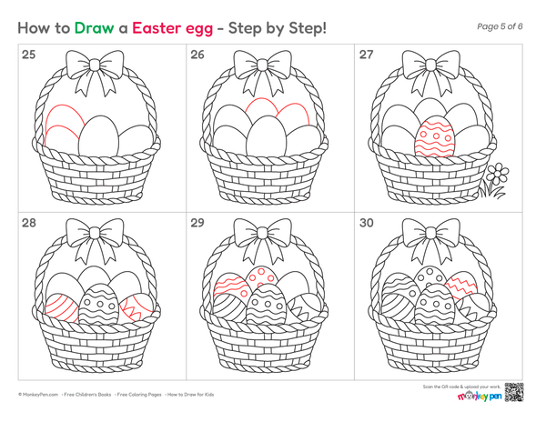 Cute Easter basket drawing for kids