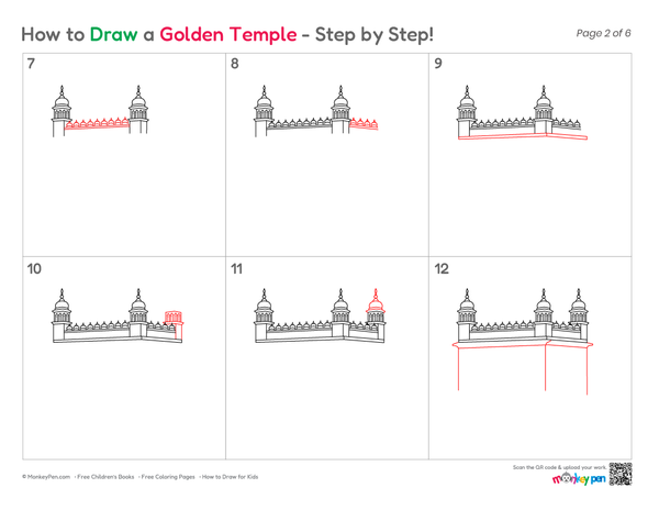 Simple Golden Temple artwork designed for young learners.