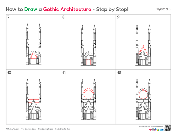 How to Draw Gothic Architecture – Easy Step-by-Step Building Drawing for Kids