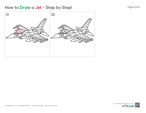 Child-friendly airplane drawing featuring a jet.