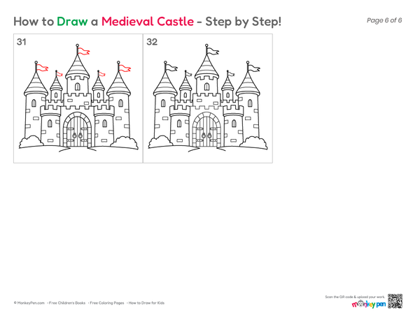 How to Draw a Medieval Castle – Easy Step-by-Step Castle Drawing for Kids