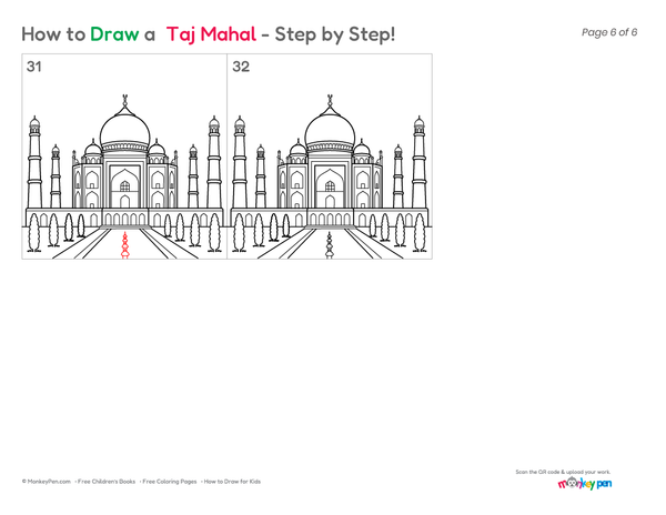 How to Draw the Taj Mahal – Step-by-Step Monument Drawing for Kids