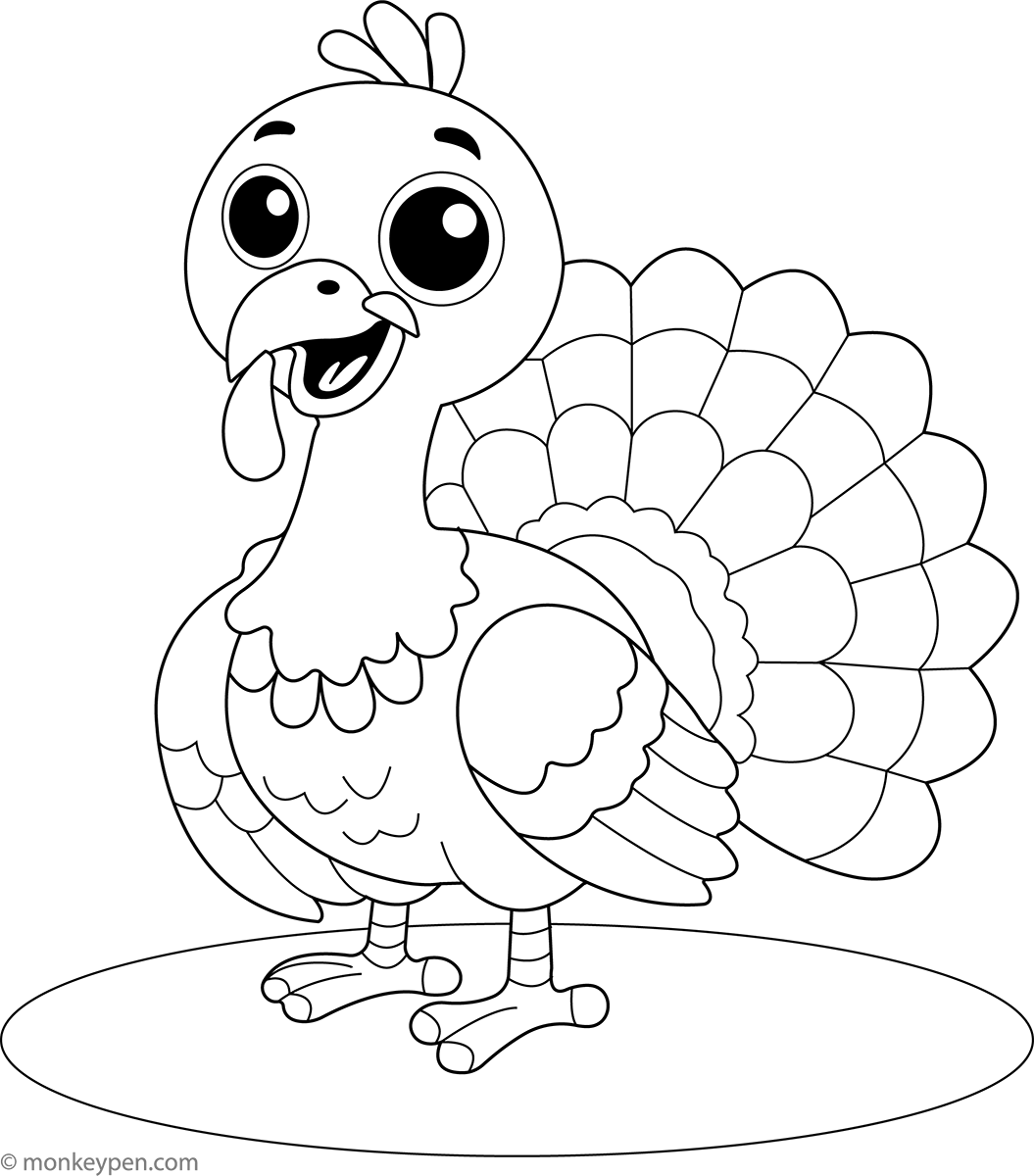 Cartoon Turkey | Free Coloring Page Printable PDF