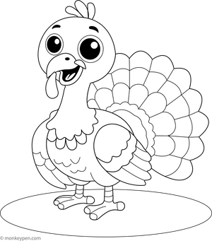 Cartoon Turkey Coloring Page