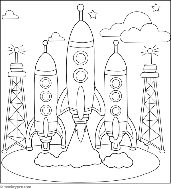 Spaceship in Launchpad Colouring Page