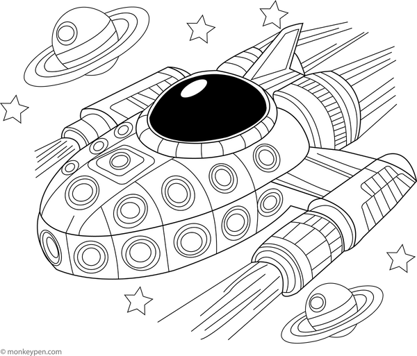 Futuristic Space Craft Colouring Page