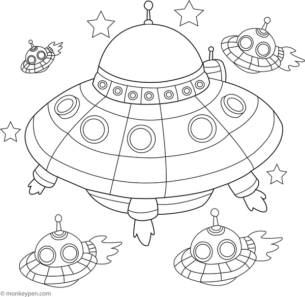 Mothership with Small Pods Colouring Page