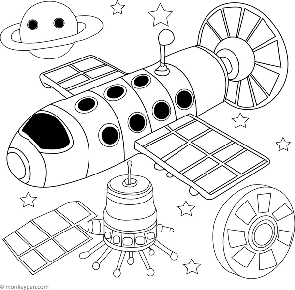 Spaceship Docking Station Colouring Page