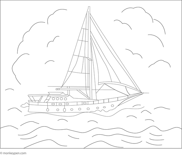Sailboat Yacht Colouring Page