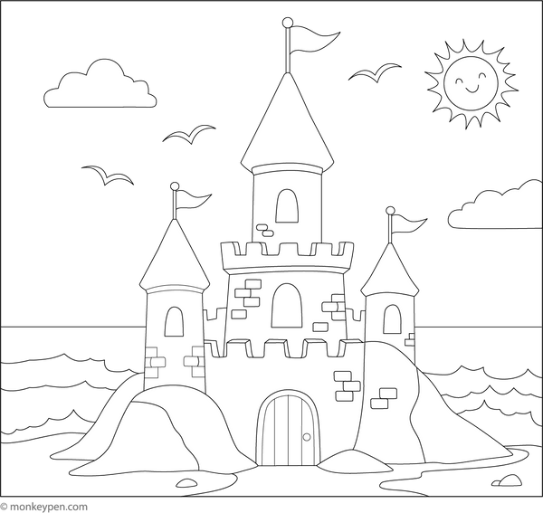 Free Printable Sand Castle Coloring Page