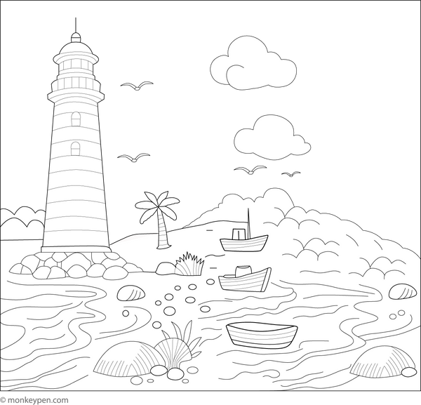 Light House Coloring Image