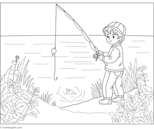 Fishing Rod Coloring Page