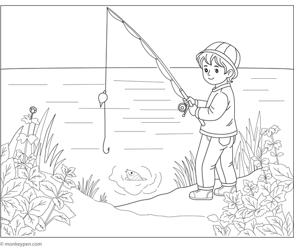 Fishing Rod Coloring Page