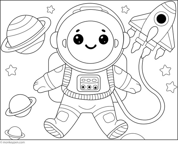 Printable Spacewalking Astronaut Coloring Pge