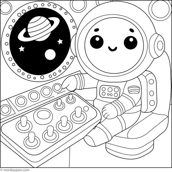 Free Printable Exploring Spacecraft Colouring Page