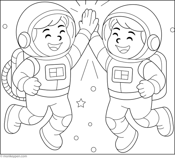 Printable Astronaut in Space Cloring Page