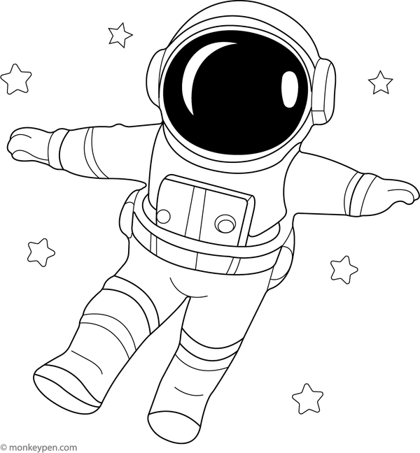 Printable Astronaut in Galaxy Colouring Page
