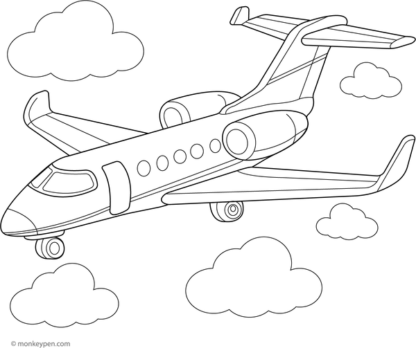 Printable Private Jet Coloring Page