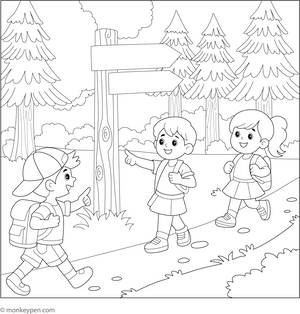 Printable Friends in the Forest Colouring Page