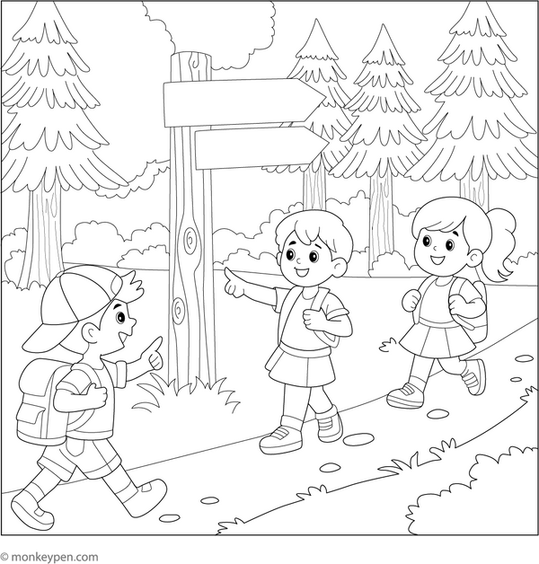 Printable Friends in the Forest Colouring Page