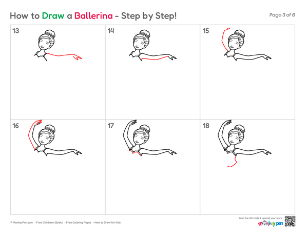 How to Draw a Ballerina – Simple Step-by-Step Dancer Drawing for Kids