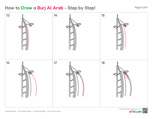 How to Draw the Burj Al Arab – Easy Step-by-Step Landmark Drawing for Kids