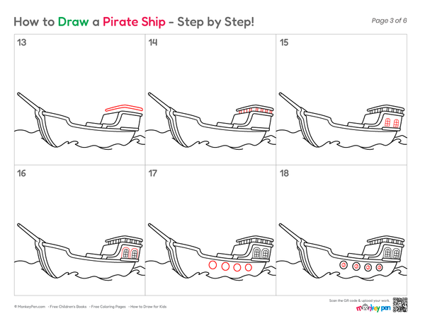 How to Draw a Pirate Ship – Simple Step-by-Step Ship Drawing for Kids