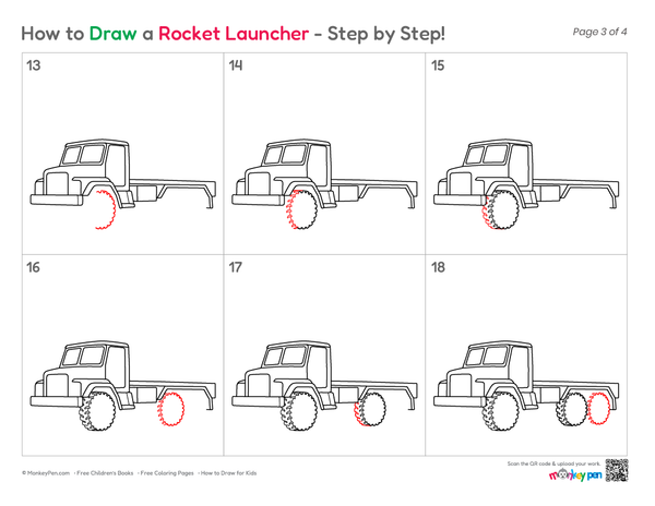 Easy rocket launcher coloring page for kids