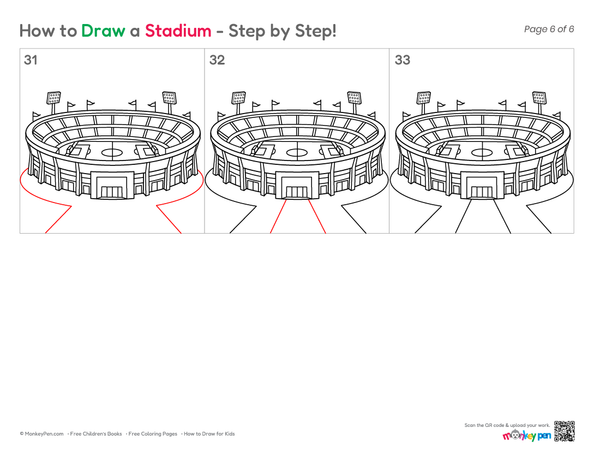 How to Draw a Stadium – Simple Step-by-Step Sports Drawing for Kids