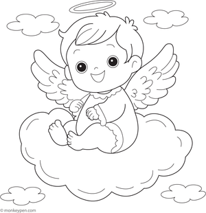 Printable Baby Angel Coloring Page