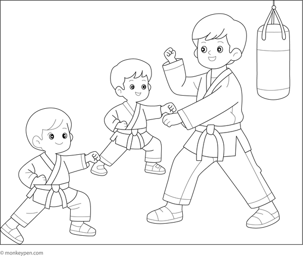 Printable Karate Coloring Page for Children