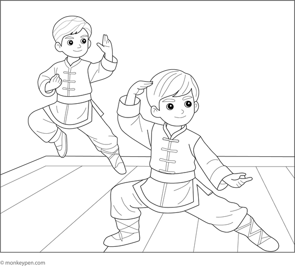 Printable Kung Fu Coloring Sheet for Kids