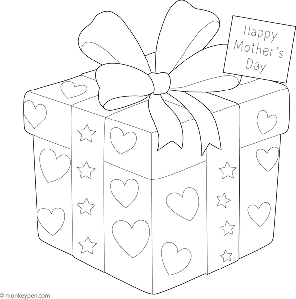 Printable Mother's Day Gift Box Coloring Page