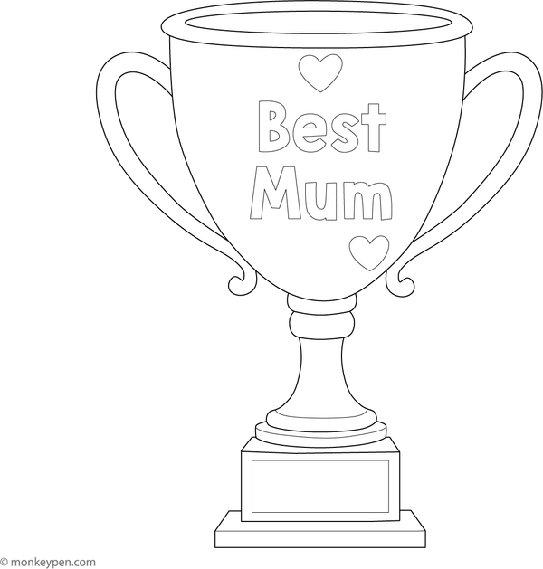 Pritable Best Mum Trophy Coloring Image for Kids
