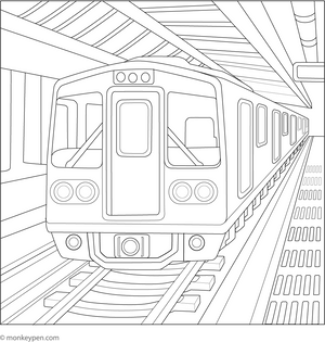 Printable Subway Train Colouring Page