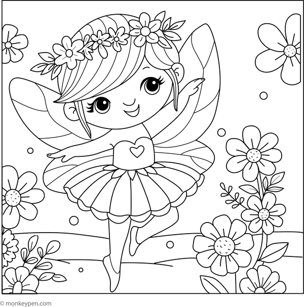 Dancing Fairy Coloring Page