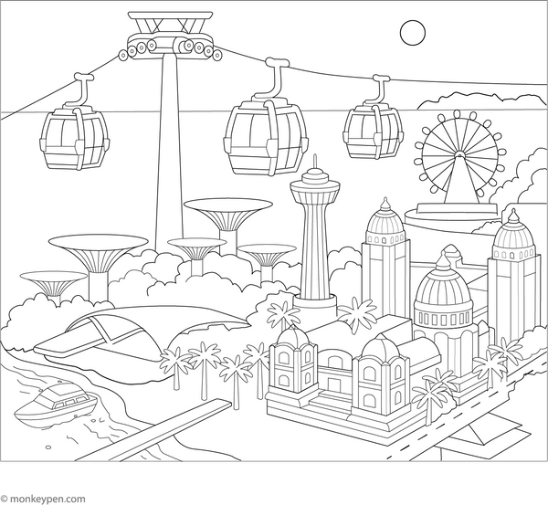 Sentosa Island Coloring Page | Free Coloring Pages